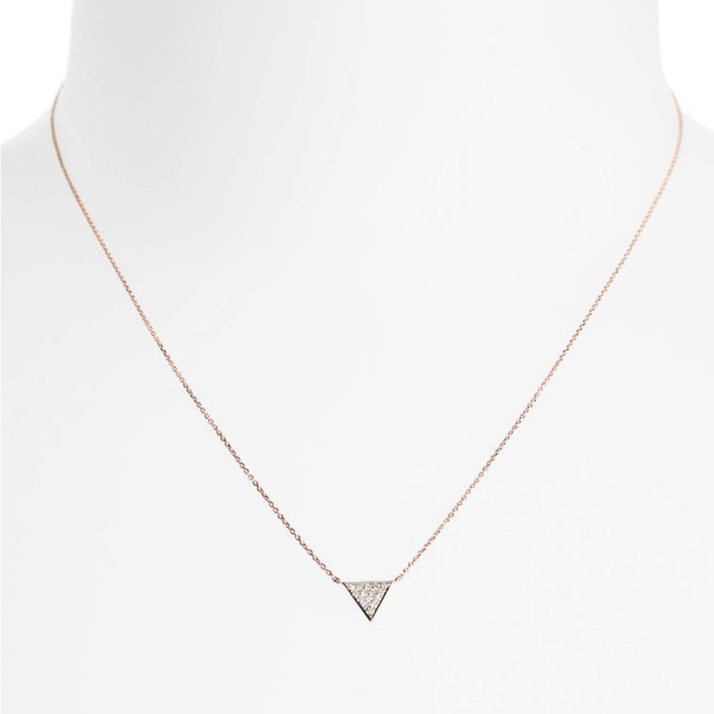 DANA REBECCA DIAMOND TRIANGLE PENDANT NECKLACE ROSE GOLD